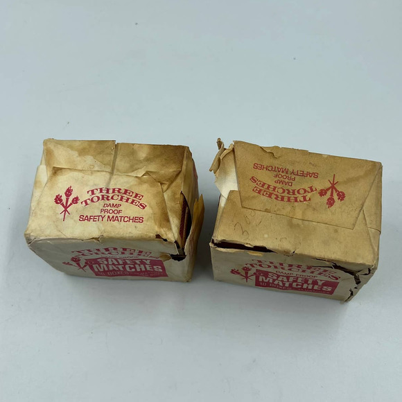 Vintage Lot Three Torches Damp Proof Safety Matches 2 Packs 10 Boxes Each Pack - Picture 3 of 6